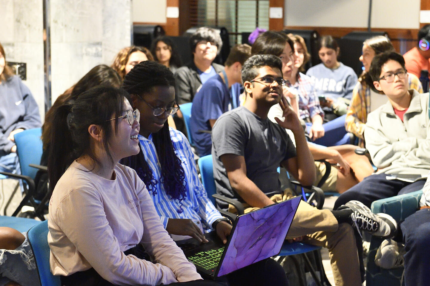 Students gather at the debate watch party