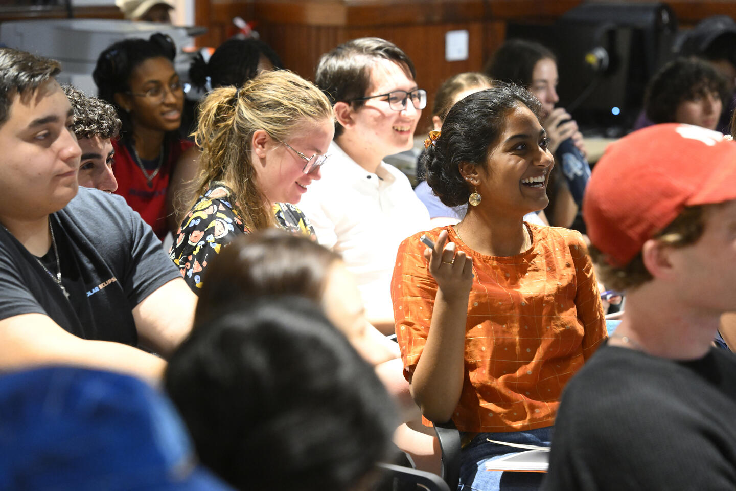 Students gather at the debate watch party