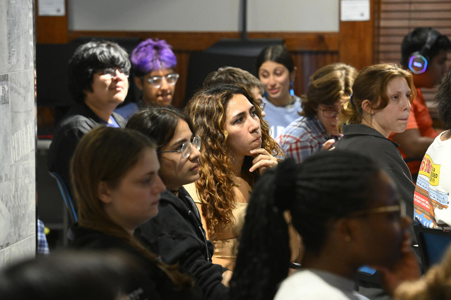 Students gather at the debate watch party