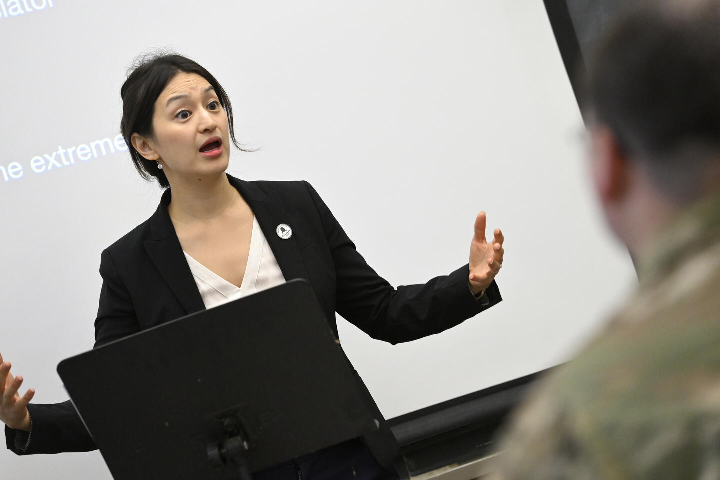 Glory Liu presents to the class