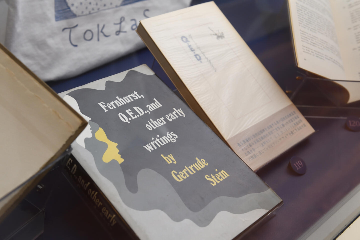 Books on display at the Gertrude Stein exhibit