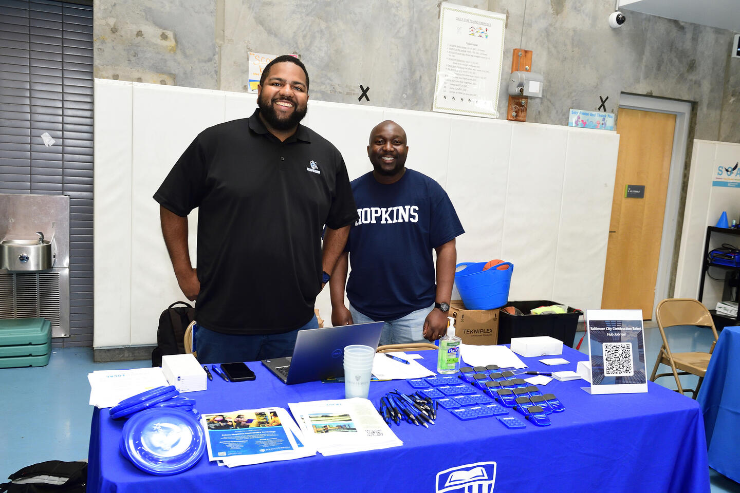 Hopkins officials at a job fair for the construction industry