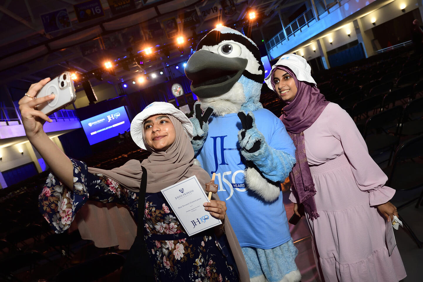 Students take a selfie with Jay