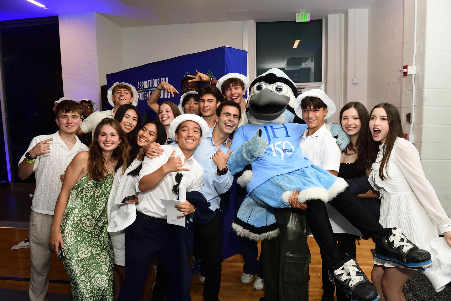 Students celebrating with Jay at Convocation