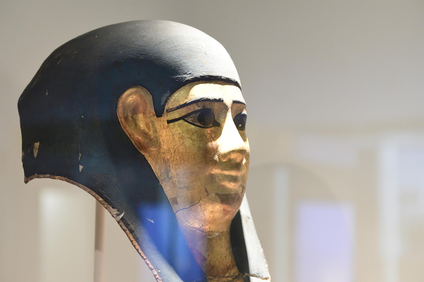 A bust in a display case in the archaeological museum