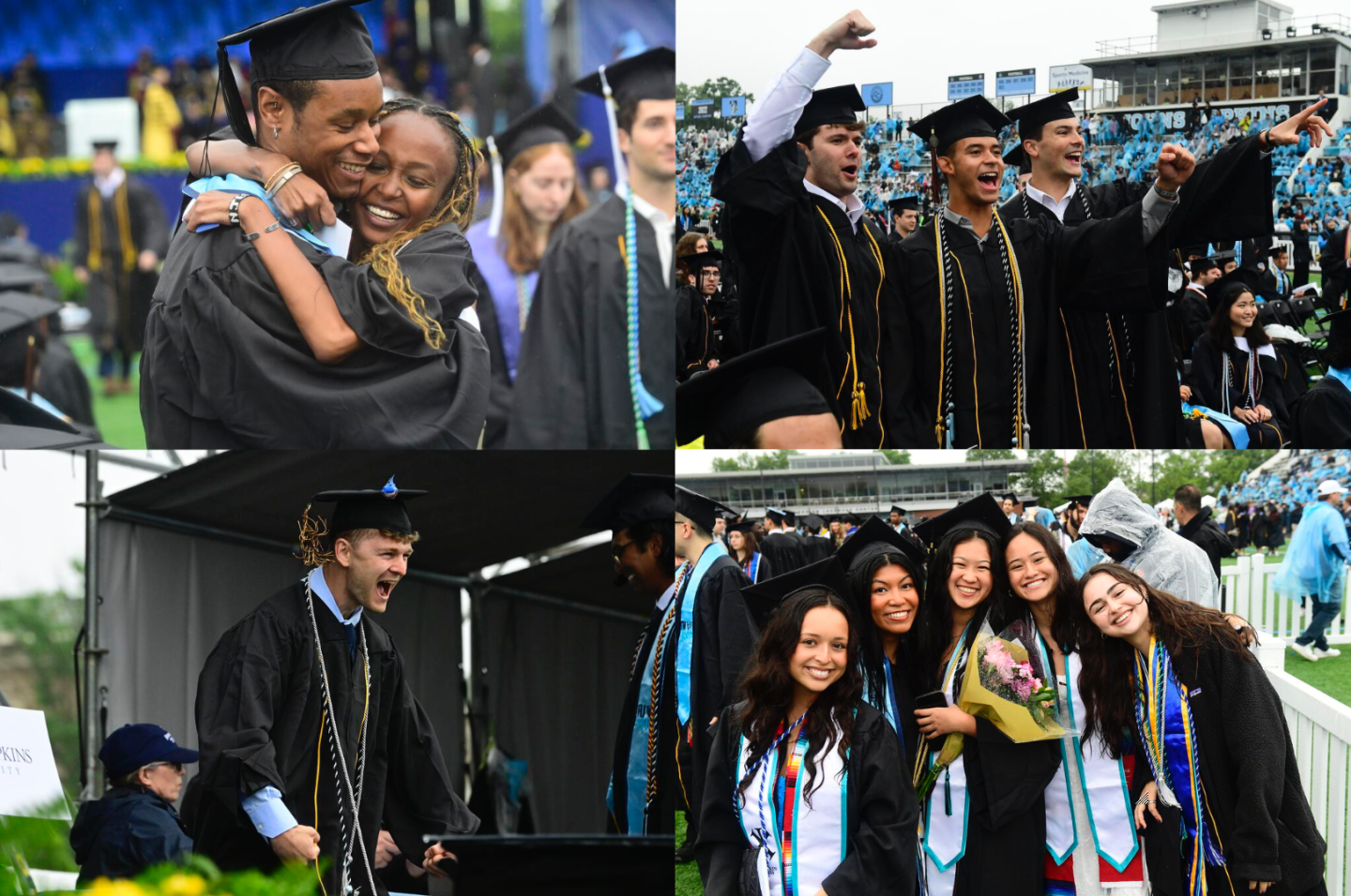 A photo collage of college students graduating.