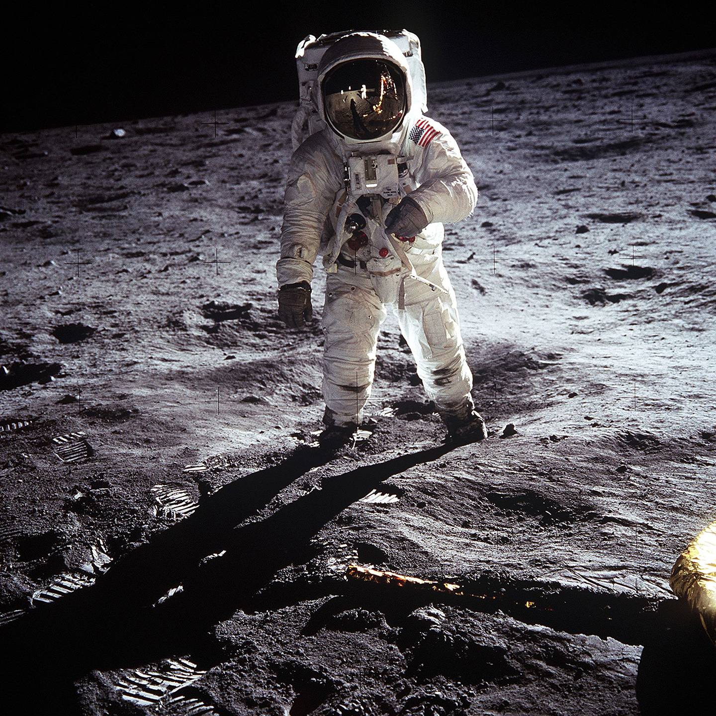 Buzz Aldrin walks on the moon in 1969
