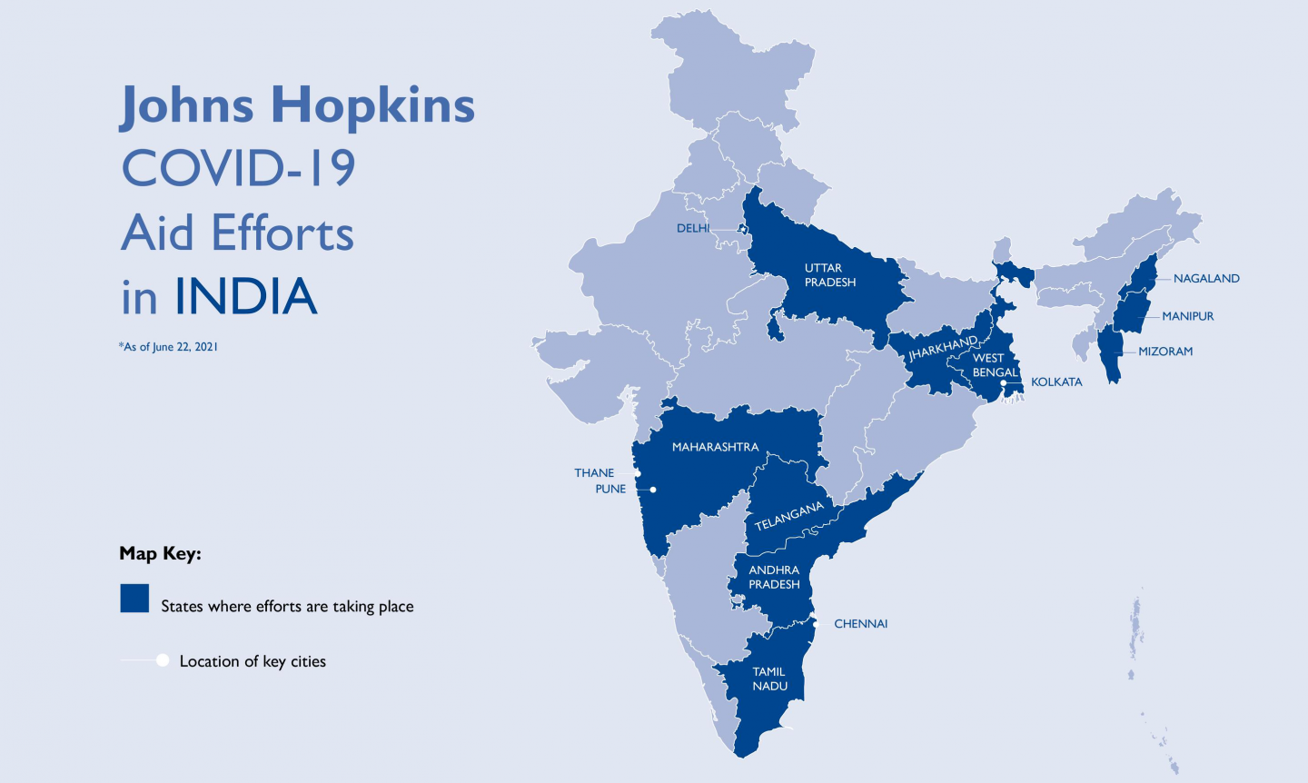 Map showing locations of Hopkins projects
