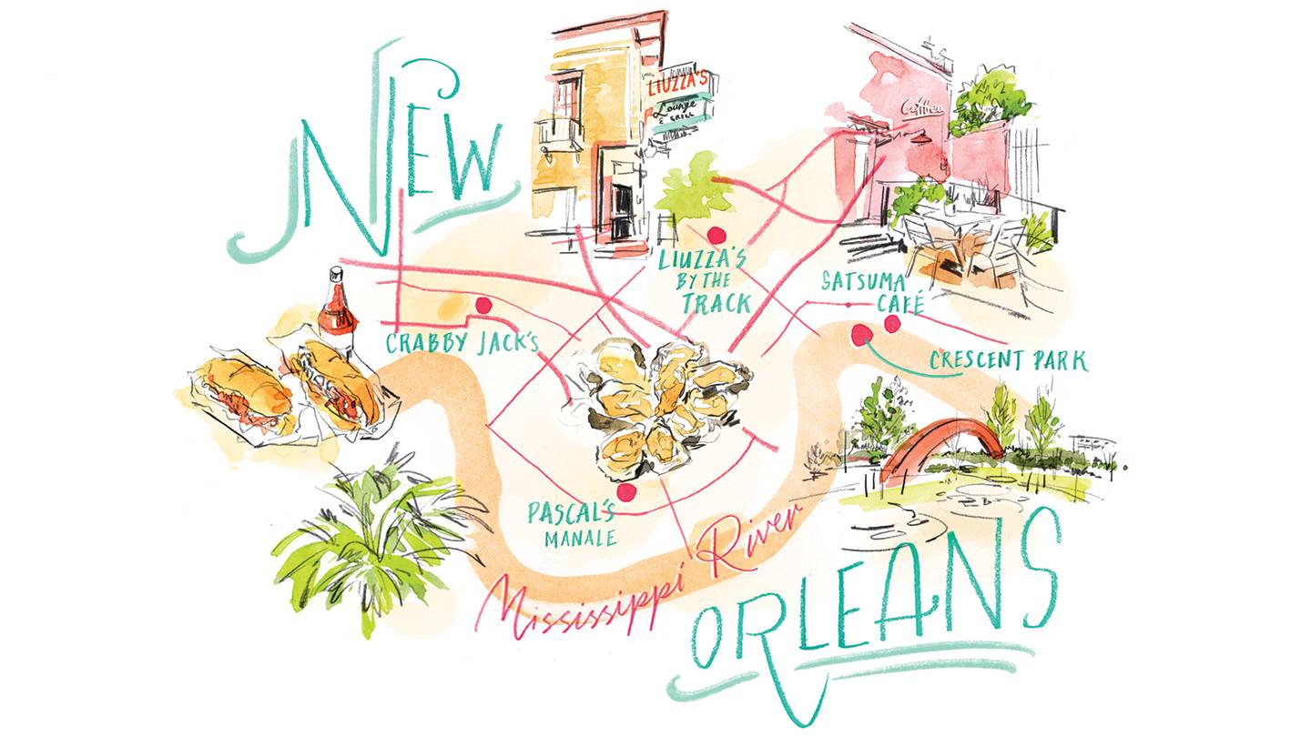 Illustration of New Orleans landmarks
