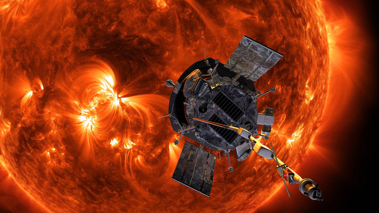 Artist's rendering of the probe approaching the sun Artist's rendering of the probe approaching the sun