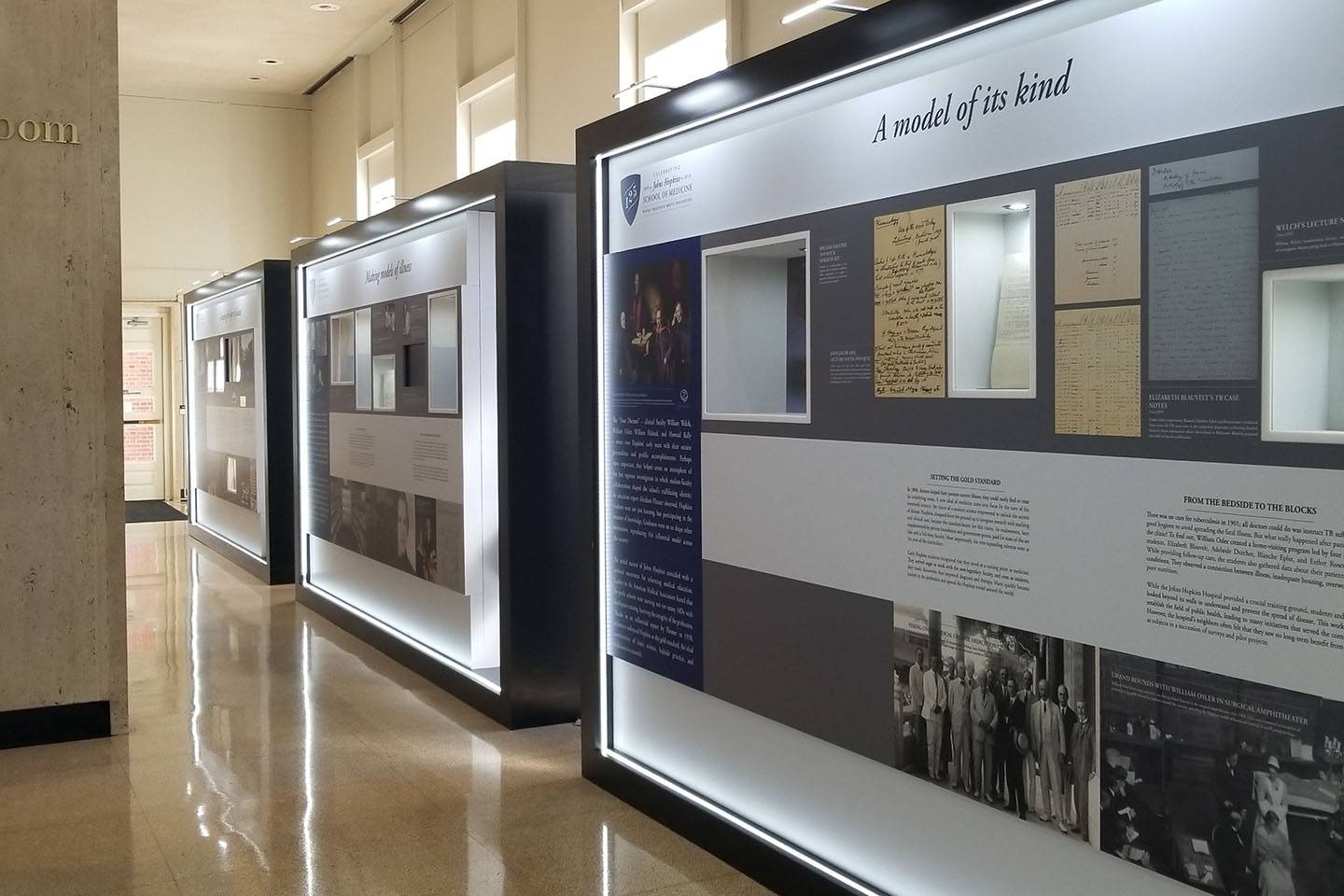The exhibit display in the MSE Library