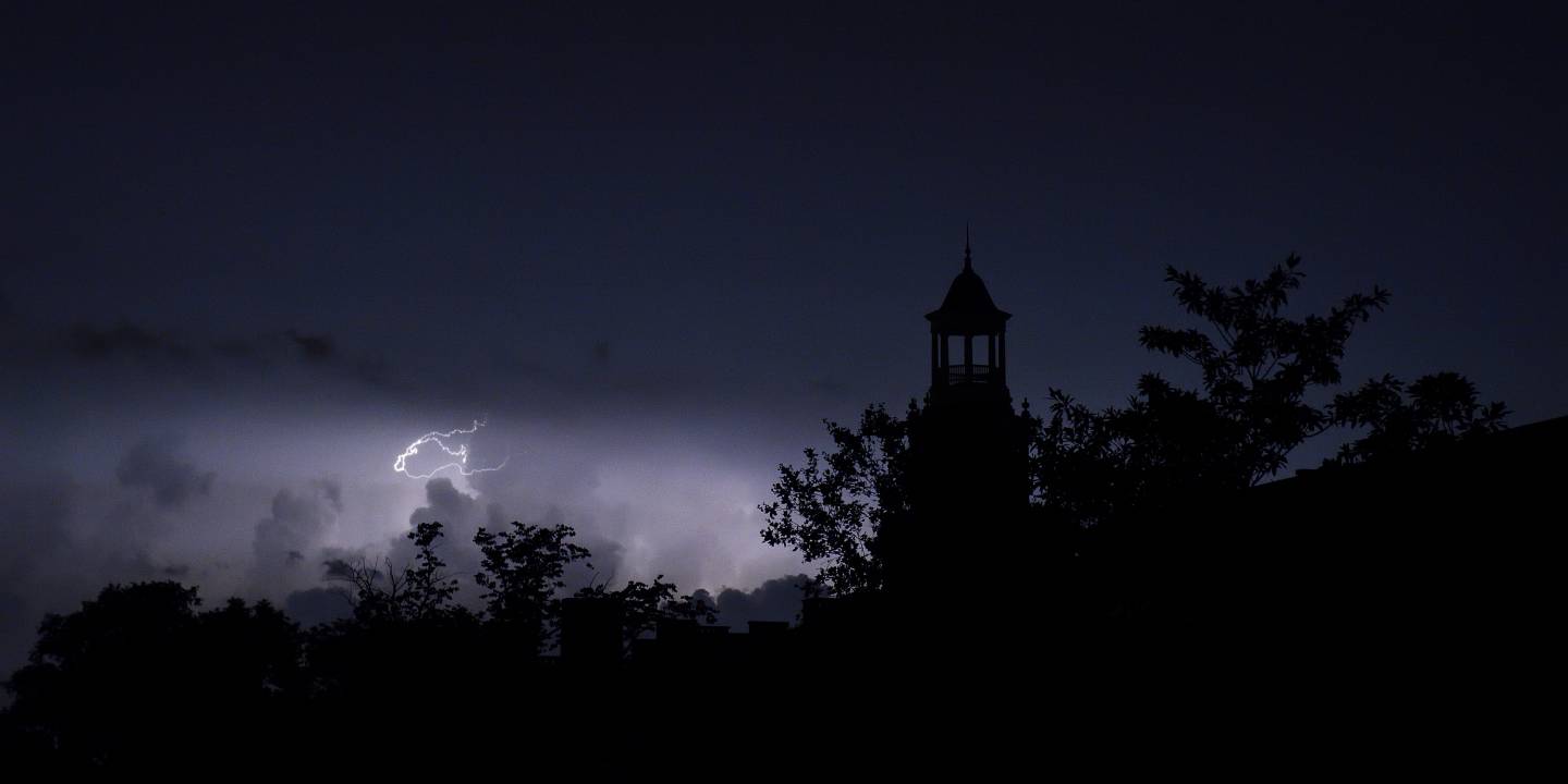 Lightning strikes over Homewood campus