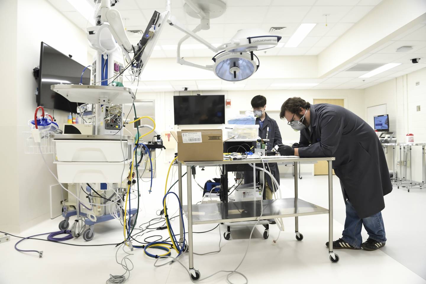 Engineers test their prototype in a medical simulator