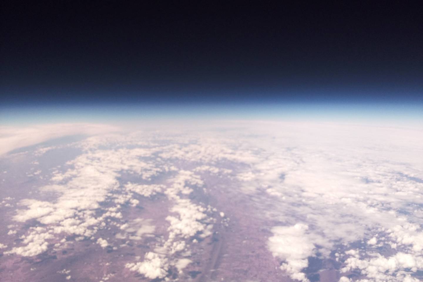 Photo taken of the Earth from the atmosphere at the balloon's peak height