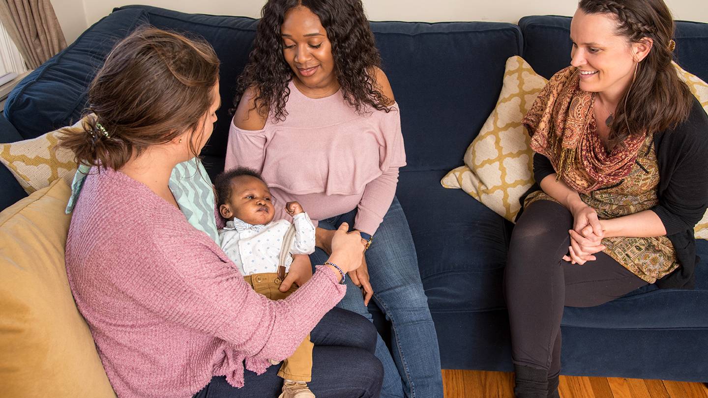 Laura Moro, Ashley Fadiora, and Jodie Pelusi with baby Nova Laura Moro, Ashley Fadiora, and Jodie Pelusi with baby Nova