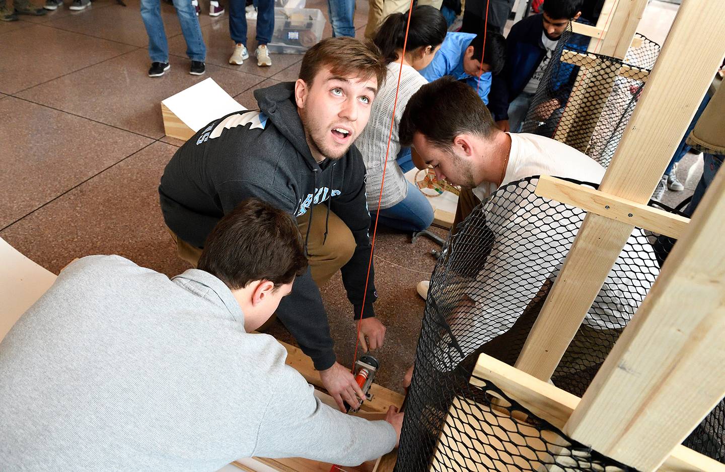 Students set up their vehicle for competition