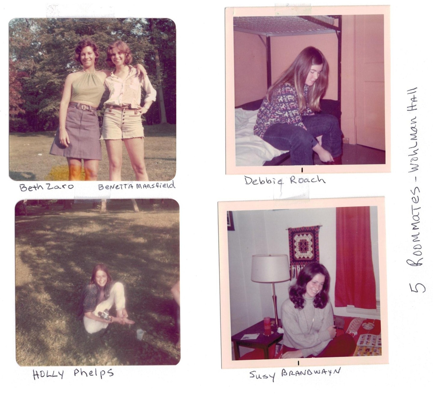 Four photos show five friends from the '70s