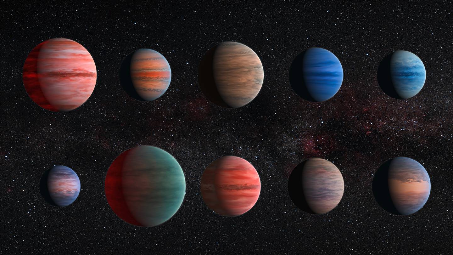 Artist's rendering of various planets