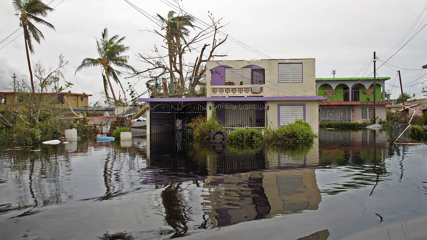 A flooded home in Puerto Rico