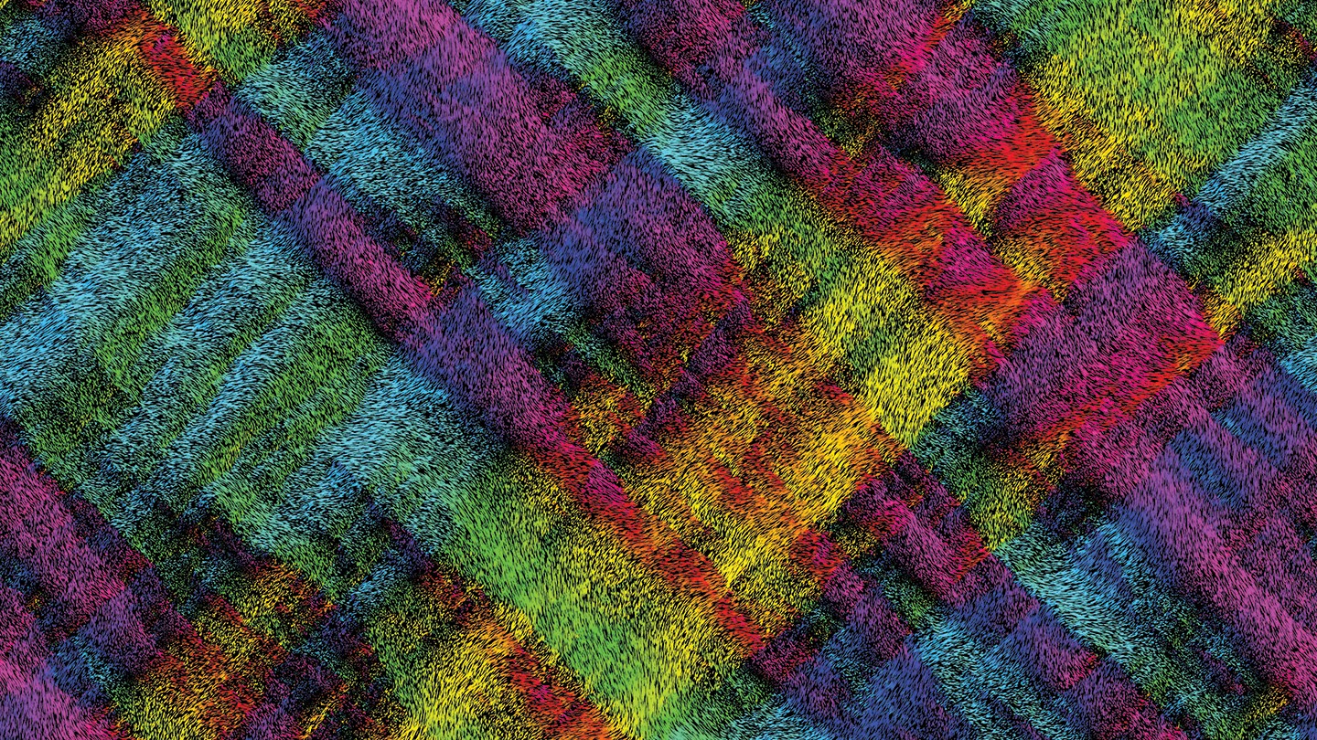 Particles in bright colors form a tartan pattern Particles in bright colors form a tartan pattern