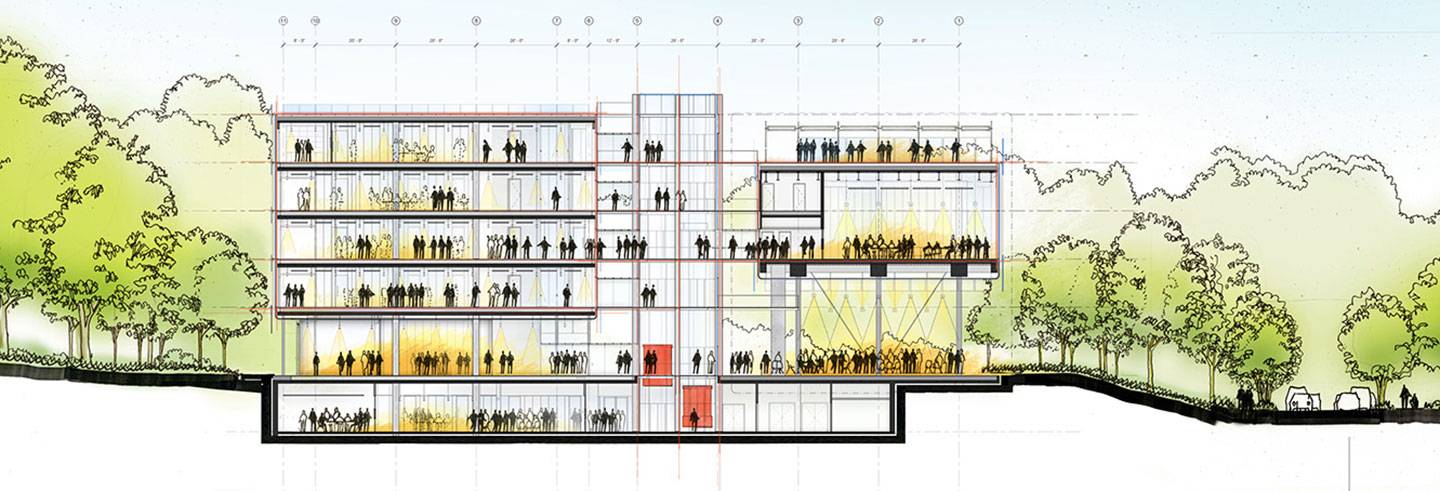 Cross section of the future SNF Agora building