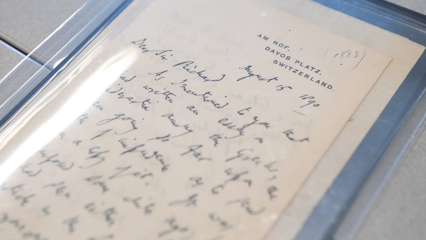 Close-up of a letter written by John Addington Symonds