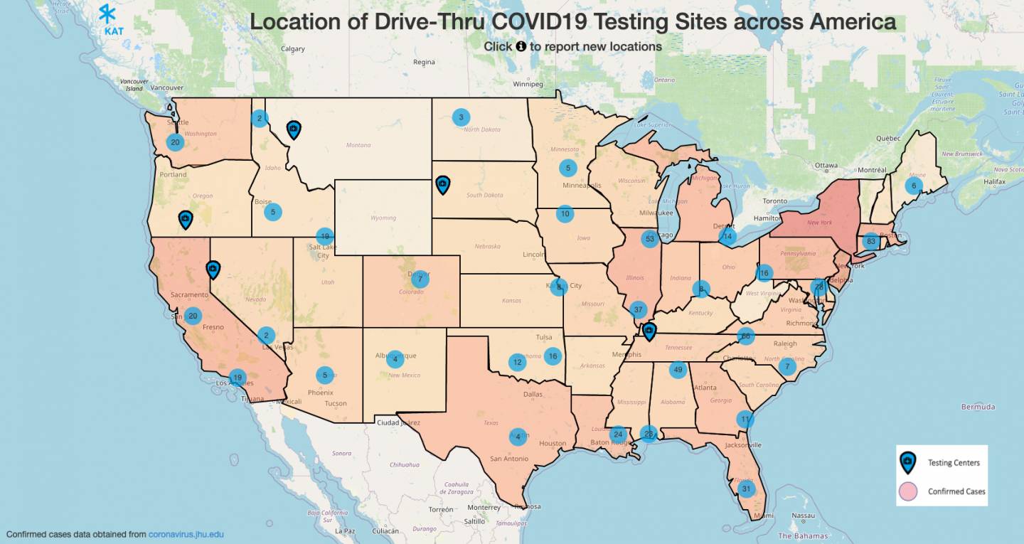 Online Map Tracks Drive Through Covid 19 Testing Sites Across The