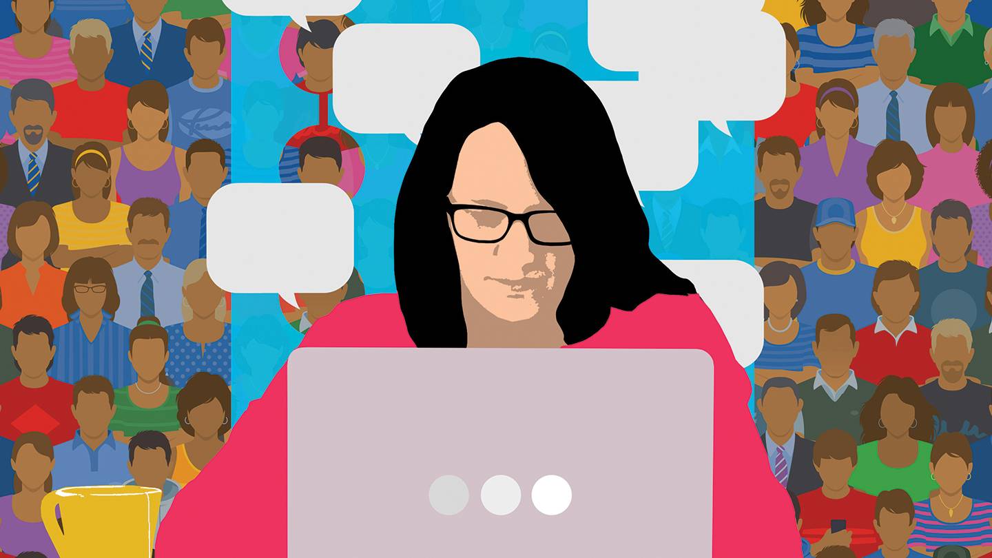 Illustration of twitter user on a laptop Illustration of twitter user on a laptop
