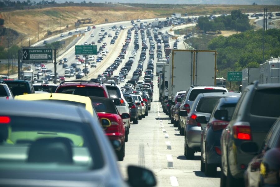 A traffic jam in southern California