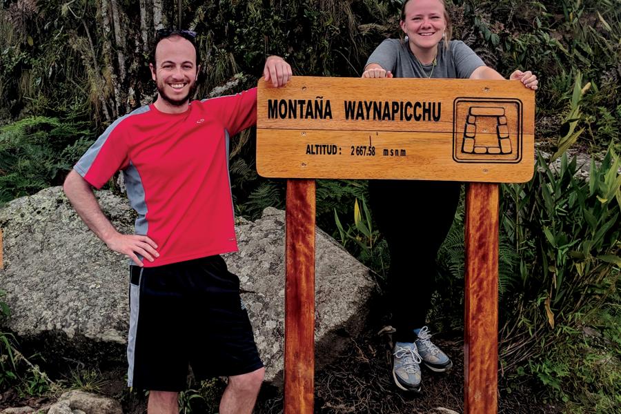 Dave Berenato and Elizabeth Sherwood on their 2019 trip to Peru, which included a 10-mile hike through the mountains of the Inca Trail to Machu Picchu.