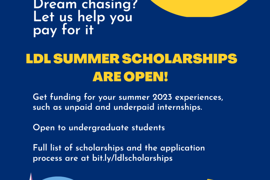 blue and yellow dots around ldl scholarships now open applications by march 27th