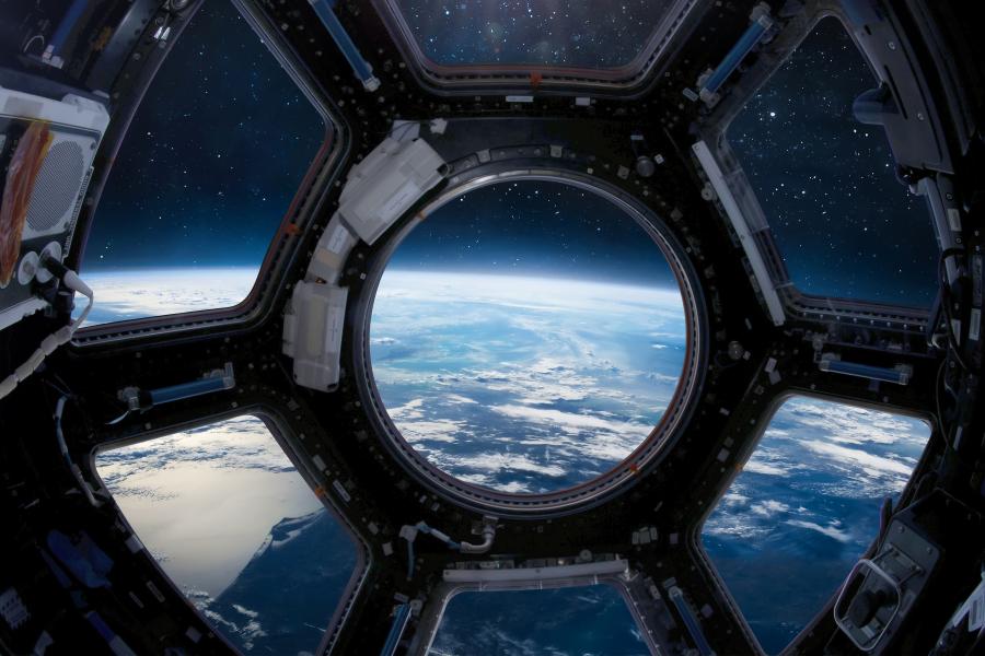 Cupola porthole on the International space station