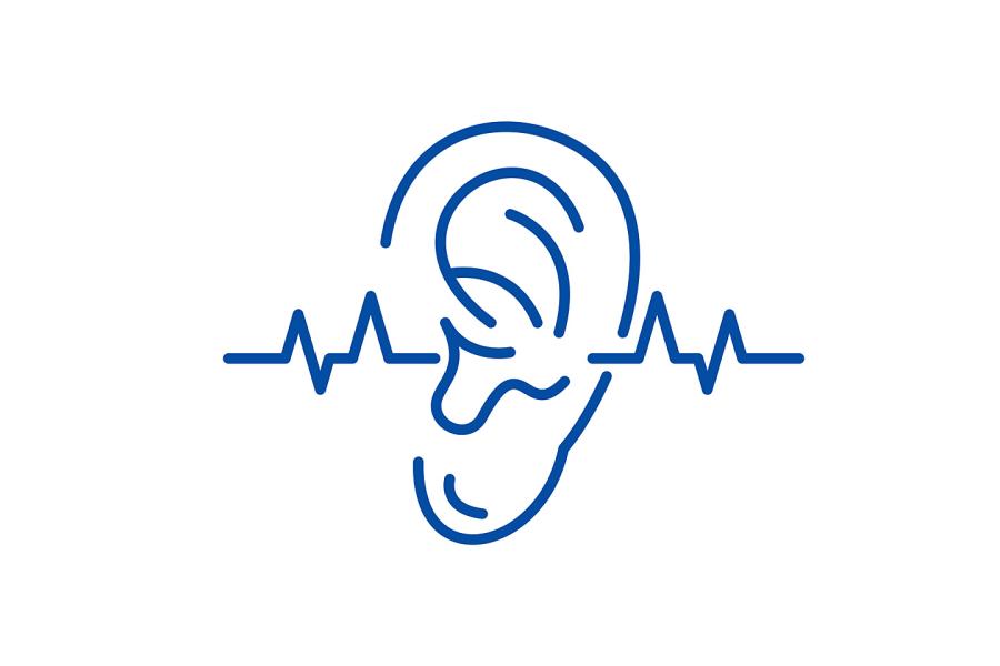 Illustration showing sound entering and leaving an ear