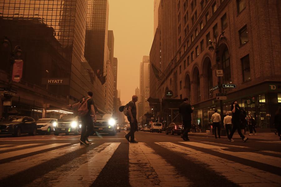 Smoke from wildfires in Quebec, Canada shrouds New York City on Wednesday, Jun 7, 2023