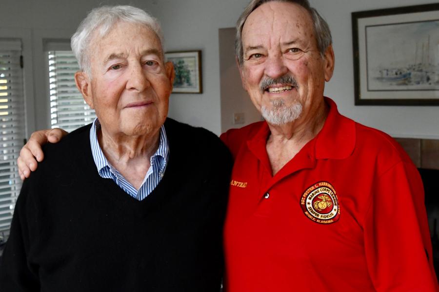 Mayer Katz, left, with A.B. Grantham, who was an 18-year-old U.S. Marine when Katz saved his life in a Vietnam field hospital