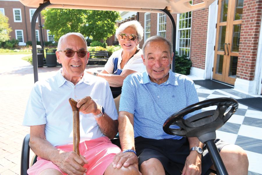 From left: Hersh Rosen, A&S ’60, Susie Reichmister, and Jerry Reichmister, A&S ’60, on the Homewood campus in August