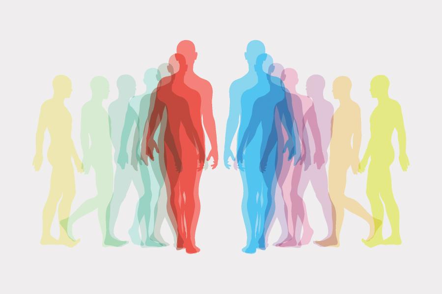 Transparent overlapping colors silhouettes