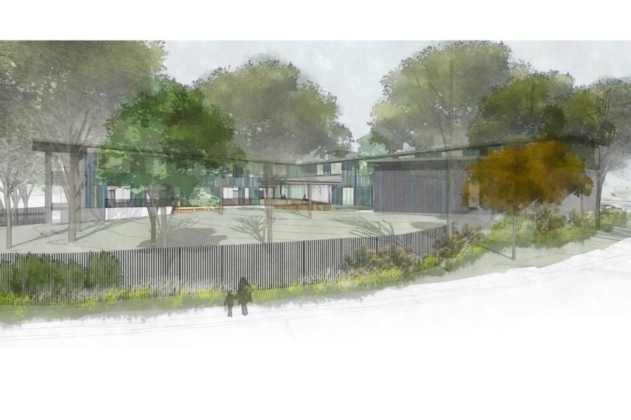 Artist's rendering of the proposed new Early Learning Center building