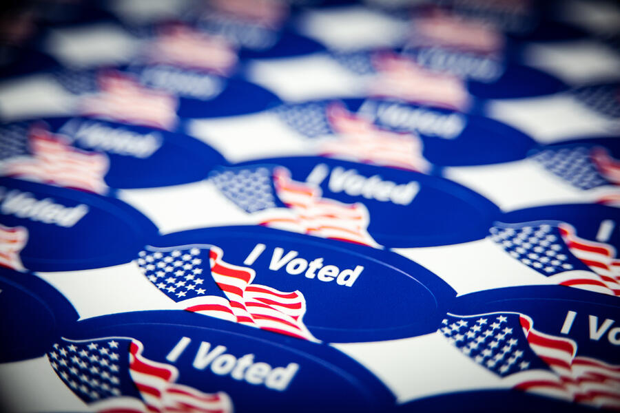 A sheet of stickers given to American citizens upon voting on election day