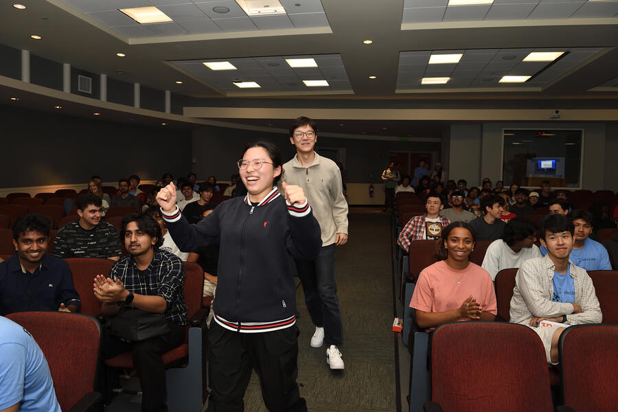 Students celebrating a win at HopHacks 2024