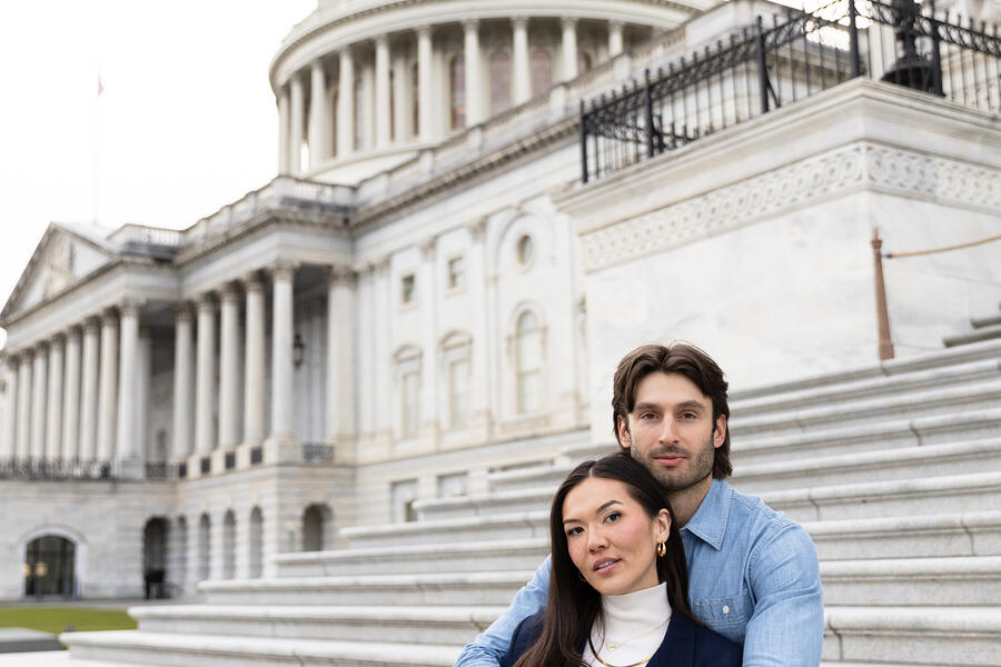 Taylor Krause and Garrett Josemans on the steps of the U.S. Capitol building