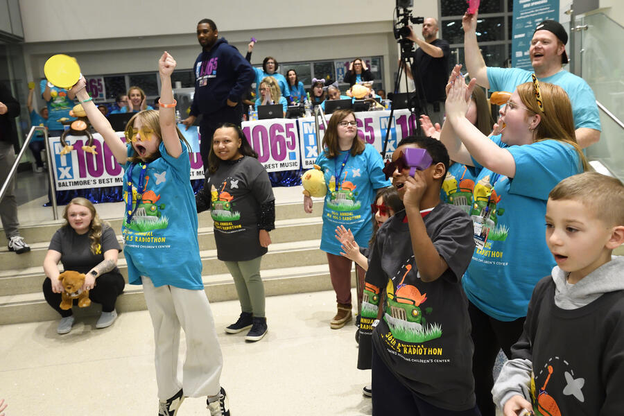 Children cheer at the annual radiothon