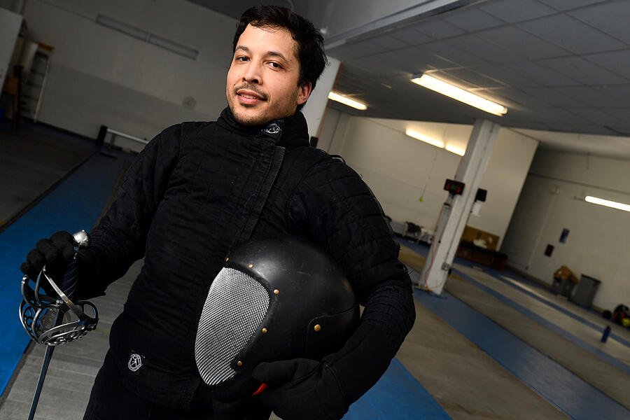 Diego Javier Luis in fencing gear