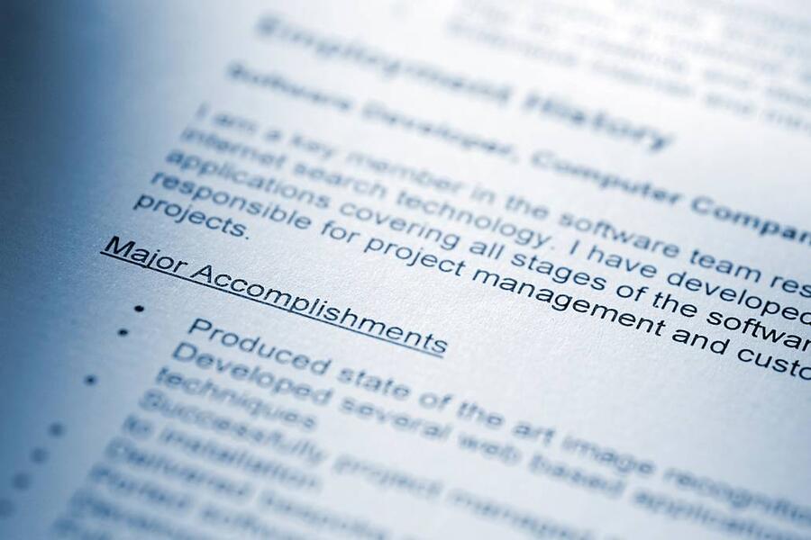 Closeup of a small section of a resume