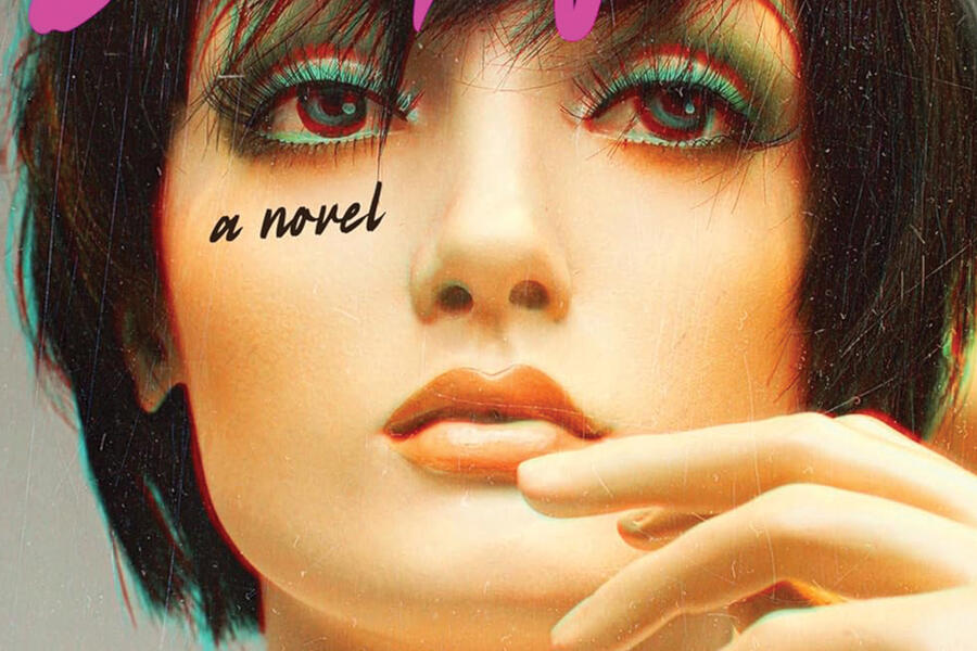 Book cover for 'Shopgirls' shows a mannequin with smoky makeup and the title written in stylistic '80s script