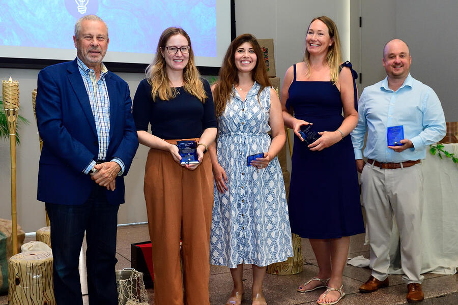Dean Schlesinger with four of the winners