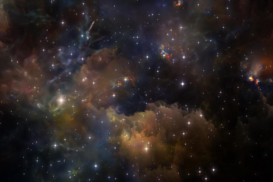 Arrangement of nebula, stars and colors