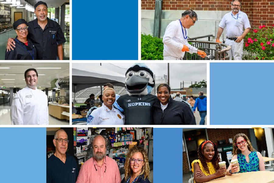 Collage of photographs of JHU employees
