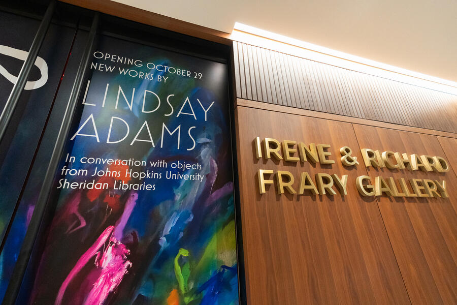 Colorful signage for the upcoming art exhibition Ceremony at the Frary Gallery