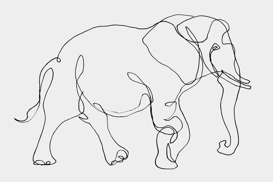 A simple, hand-drawn line sketch of an elephant